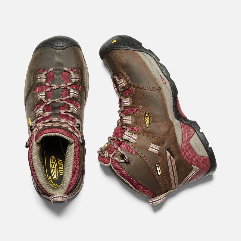 Keen Detroit XT Waterproof Steel Toe Arbeitsschuhe Damen DE-75140 Black Olive/Tawny Red - Keen Damen